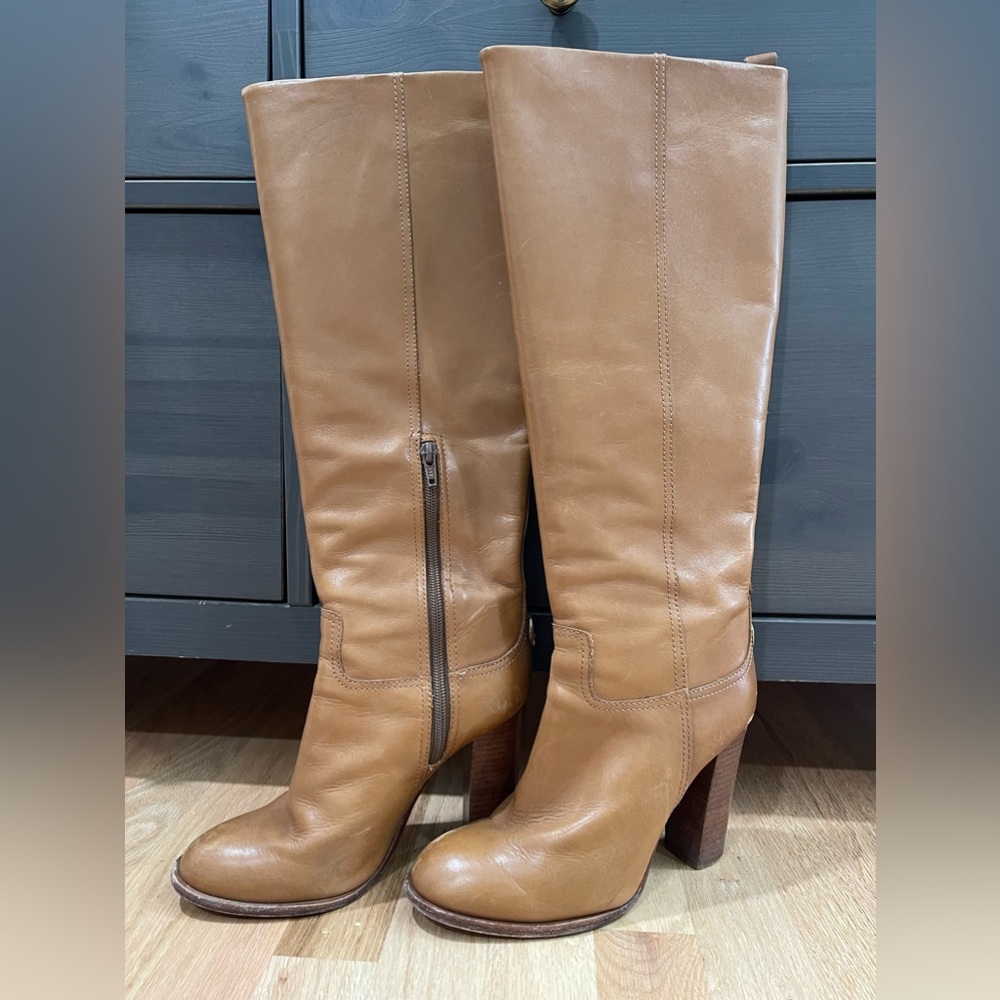 Tory Burch camel colored leather boots size 8